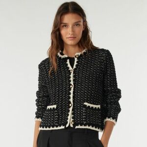 ba&sh Black and Cream Cardigan